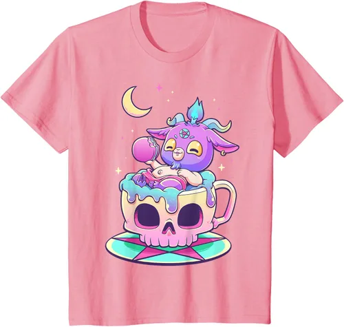Vista 91 de Kawaii Pastel Goth Cute espeluznante Pentáculo Baphomet - Camiseta de cabra, Negro