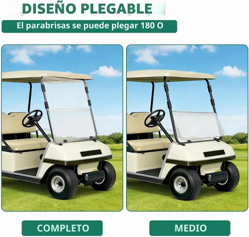 Vista 4 de ECOTRIC Parabrisas compatible con Club Car DS de 1982-2000.5 Clear Fold Down resistente al impacto para carrito de golf Modelo DS