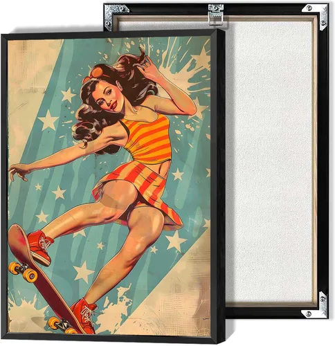 Vista 16 de Póster vintage de la niña piloto sexy de los años 50, arte de pared, arte retro de mediados de siglo, nostalgia estética, impresiones estéticas