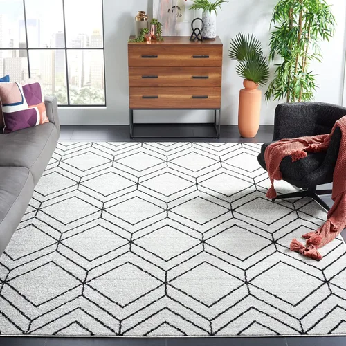 Vista 62 de SAFAVIEH Adirondack Collection - Alfombra decorativa, 2 x 3 pies, color negro y marfil, diseño geométrico moderno, no desprende pelusa y de fácil
