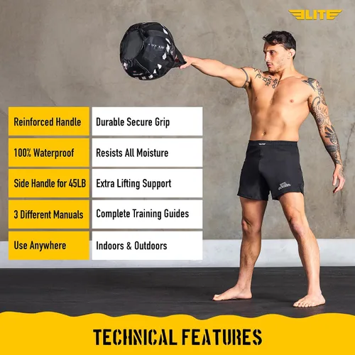 Vista 5 de Saco de arena con pesa rusa - Bolsa de pesas de arena de servicio pesado para entrenamiento cruzado, entrenamiento de fuerza, ejercicio, fitness