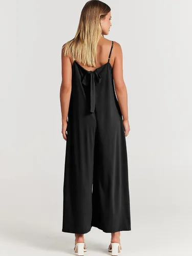 Vista 5 de ANRABESS Overol casual de verano para mujer, con tirantes delgados, cuello en V, pierna ancha, bolsillos, para la playa y viajes