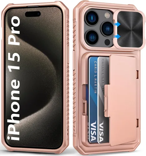 Vista 40 de BXYJY Funda tipo cartera para iPhone 15 Pro, tarjetero (4-5 tarjetas)