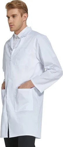 Vista 3 de VOGRYE - Abrigo de laboratorio profesional para mujer y hombre, manga larga, blanco, unisex, XXS-4XL