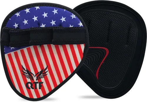 Vista 13 de QTF Puños de elevación para levantamiento de pesas, guantes de goma para gimnasio, protector de palma de gimnasio, almohadillas de agarre