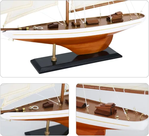 Vista 3 de NAUTIMALL 25 "Velero de madera modelo clásico Columbia America's Cup Ship Nautical Yate Sailboat Decor