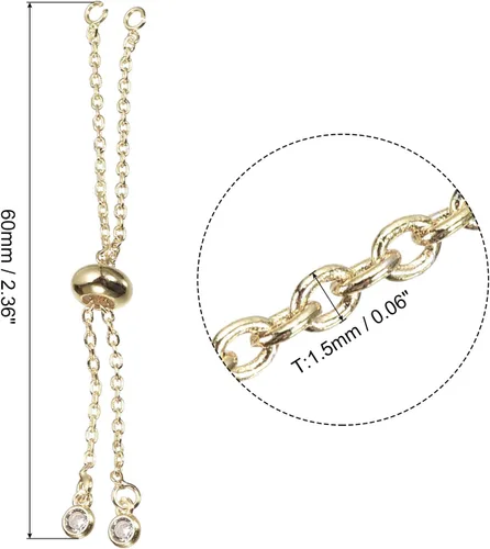 Vista 2 de uxcell Pulseras deslizantes ajustables, 10 cadenas de conexión extensor O Link con extremos de diamantes de imitación para hacer joyas de bricolaje