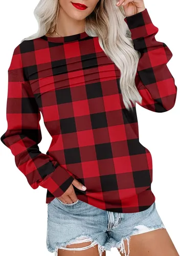 Vista 5 de Sudaderas para mujer, cuello redondo, manga larga, suave, ajuste holgado, ropa de primavera y otoño 2026, S-2XL