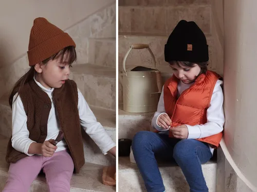 Vista 6 de LMLALML Gorro para niños pequeños, elegante gorro de invierno de punto para niños pequeños