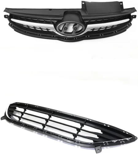 Vista 7 de Parrilla de parachoques superior e inferior compatible con Hyundai Elantra GLS/GL/L/L/Limited Chrome Trim 2 piezas