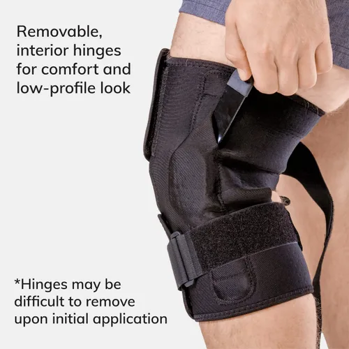 Vista 5 de BraceAbility Rodillera ROM de menisco desgarrado, soporte poscirugía con bisagras con control de extensión de flexión para tratamiento