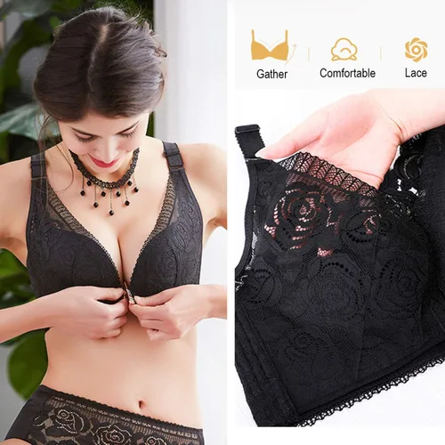 Vista 3 de Aivtalk Brasier push-up sin aros para mujer, copa moldeada con apertura frontal, talla grande