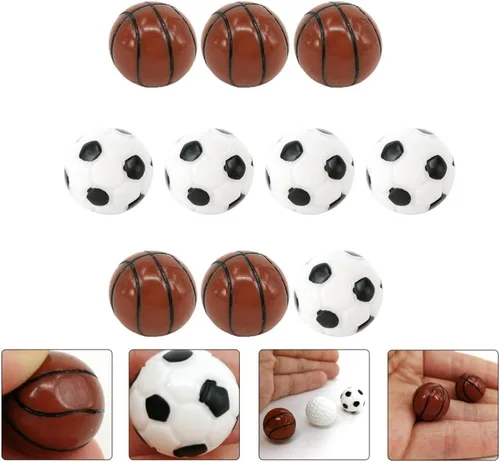 Vista 6 de Kisangel Juego de 10 piezas de resina deportiva de fútbol, casa de muñecas de fútbol, mini juego de baloncesto para casa de muñecas, suministros