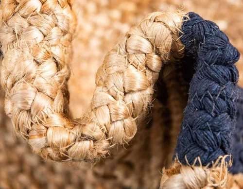 Vista 8 de Unique Loom Colección de yute trenzado de calidad clásica, tejida a mano con diseño costero, 2 pies 0 pulgadas x 3 pies 0 pulgadas, natural/azul