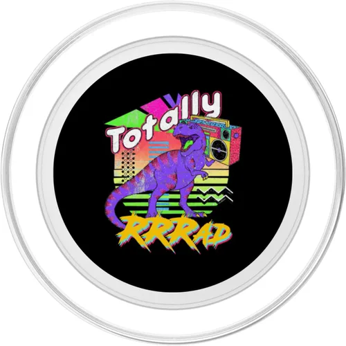 Vista 2 de Totally Rad Dinosaur Rocking Cassette Rock n Roll Music PopSockets MagSafe PopGrip for iPhone