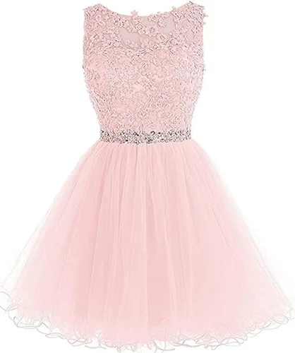 Vista 5 de Vestido corto de tul acampanado para fiesta de graduación, para mujer