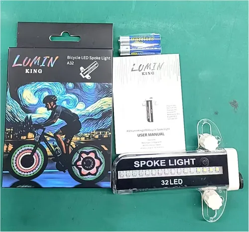 Vista 6 de 32 luces LED para radios – 30 patrones intermitentes de color cambian automáticamente, luces de bicicleta de fácil montaje en radios de rueda
