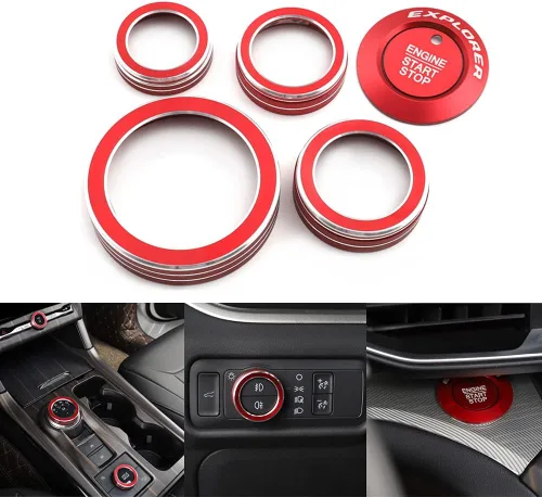 Vista 7 de Rifoda Para caja de cambios Ford Explorer, anillo de botón de arranque del motor, botón de parada del motor, anillo de perilla VOL, anillo de modo