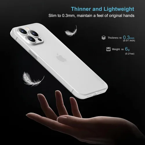 Vista 2 de memumi Funda ultradelgada para iPhone 15 Pro, cubierta para lente de cámara, protección completa, 0.012 in, revestimiento ligero mate, carcasa