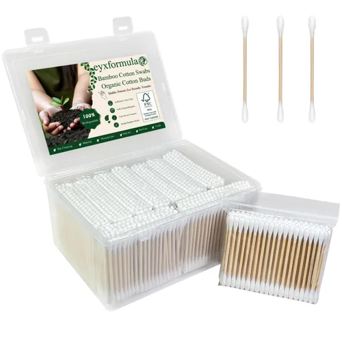 Vista 13 de 800 Hisopos de Algodón de Bambú - Bastoncillos de Algodón Orgánico Natural con Puntas Dobles, Hipoalergénicos, Hisopos Biodegradables para Limpieza