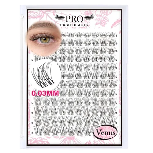 Vista 14 de 280 piezas de pestañas en grupo, mixtas 30D+40D, 14 filas de pestañas que se ven como extensiones, para ponértelas tú misma en casa (30+40-C-10 mm)