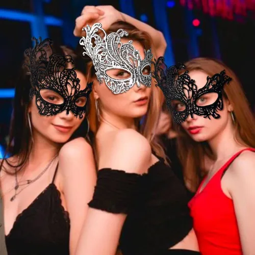 Vista 5 de Máscara de mascarada para mujer, Mardi Gras, gala, Halloween, disfraz, fiesta de disfraces formales