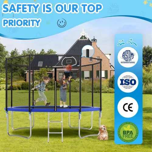 Vista 4 de Tranpoline - Tranpoline para exteriores de 16 pies, 14 pies, 12 pies, 10 pies, para niños y adultos, capacidad de peso de tranpoline de 300 a 1000