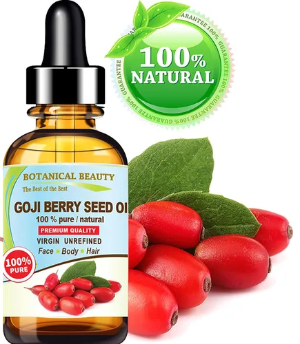 Vista 2 de GOJI - Aceite de semilla de bayas Lycium Barbarum Himalaya, 100% puro, natural, virgen, sin refinar, aceite portador prensado en frío, 0.5 onzas