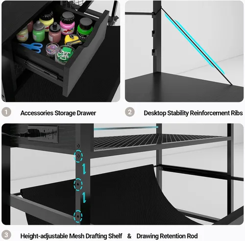 Vista 6 de Soporte para impresora de formato ancho Natwind, mesa de trabajo para plotter con almacenamiento extraíble para planos, soporte para papel en rollo
