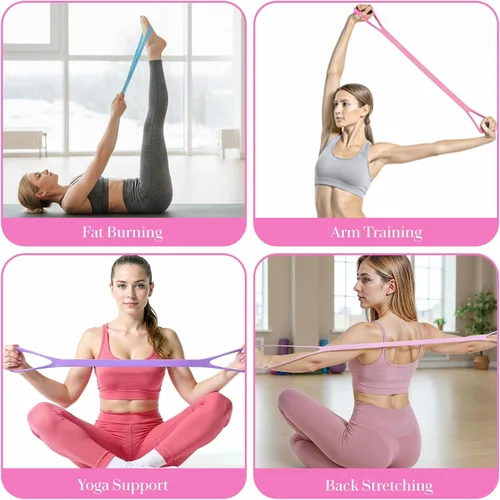 Vista 7 de Figura 8 Banda de resistencia con asas Bandas elásticas para entrenar brazo espalda hombro entrenamiento Cuerdas elásticas Equipo de ejercicio