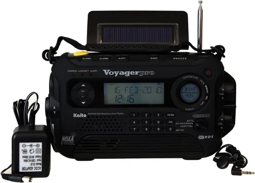Vista 9 de Kaito Voyager Pro KA600 Dínamo digital solar, a cuerda. Radio con palanca de dínamo frecuencias AM/FM/LW/SW y NOAA, para emergencias, con linterna