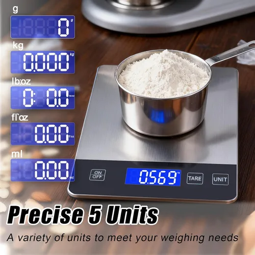 Vista 5 de Báscula de cocina de alimentos, báscula de alimentos de 33 libras que mide con precisión gramos y onzas para hornear y cocinar, báscula de cocina