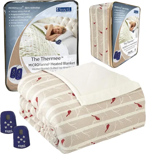 Vista 18 de Thermee Manta térmica de microfranela tamaño Queen – 10 ajustes, programable, calentamiento rápido, cuadros rústicos