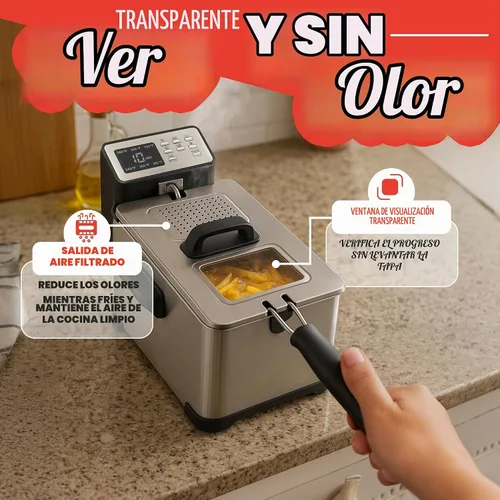 Vista 8 de Gourmia Freidora de encimera de 3.2 cuartos de galón: freidora de aceite eléctrica con pantalla digital, control de temperatura ajustable de 280 °F