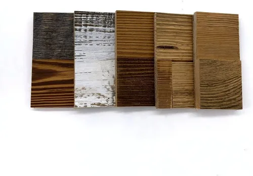 Vista 4 de Tablones de madera de granero, paneles de pared de madera para decoración de granja, tablones de madera recuperada de dos capas pegadas