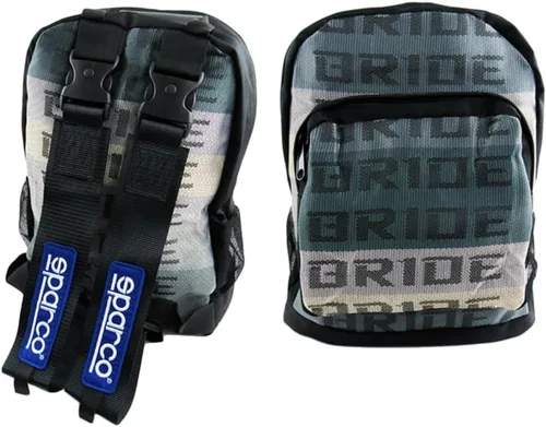Vista 9 de W-POWER JDM Bride Racing Mochila de viaje para laptop, parte inferior marrón con correas de arnés ajustables (XL-negro)