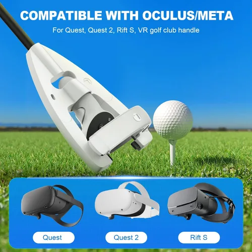 Vista 4 de VR Golf Club for Oculus Quest 2 Rift S Meta Quest 2 Aikeec VR Golf Club Handle Accessory Quest 2 Golf Club Attachment with 2 Controller Covers