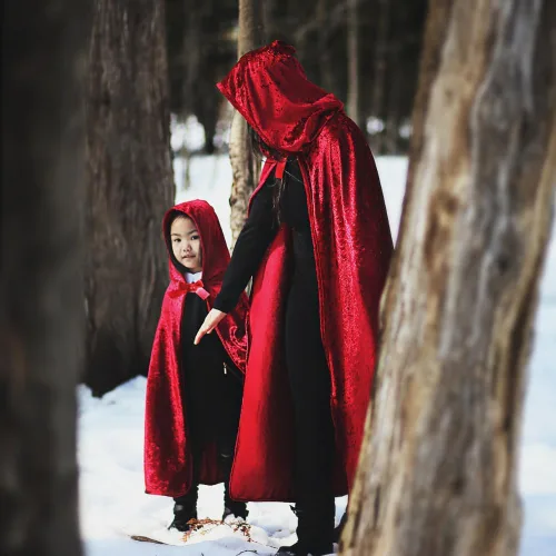 Vista 8 de Capa de Caperucita Roja de lujo para disfraz de niños