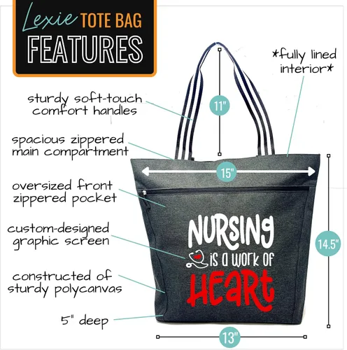 Vista 2 de Grandes bolsas de mano con cremallera para enfermeras, con bolsillos, perfectas para el trabajo, regalos para CNA, RN y estudiantes de enfermería