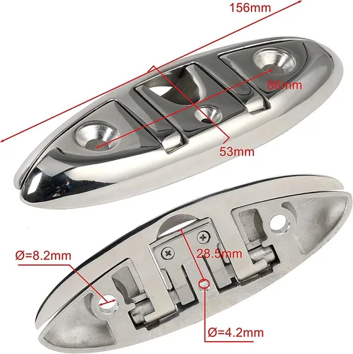 Vista 3 de ISURE MARINE Tacos plegables para barcos de 6 pulgadas, acero inoxidable 316 de grado marino