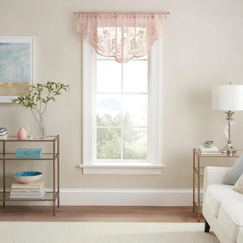 Vista 12 de Waverly Sherry Cortina de encaje ligera y elegante con bolsillo para varilla, cortina de ventana floral para sala de estar (1 panel), 54 x 63