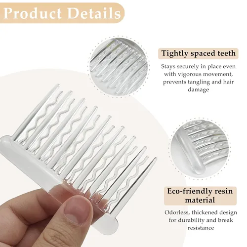 Vista 3 de 12 peines laterales de plástico transparente para el cabello, accesorios elegantes y ligeros para peine de dientes