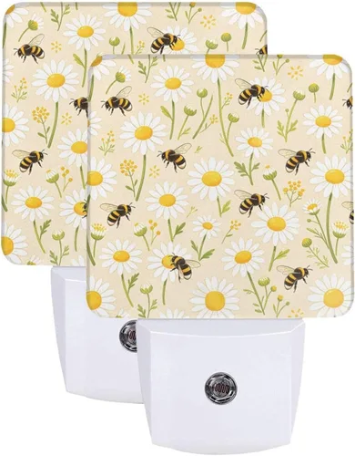 Vista 28 de Calabazas con girasoles de arce LED enchufable luz nocturna 2 unidades, luces nocturnas con sensor automático, juego de 2 para dormitorio, baño
