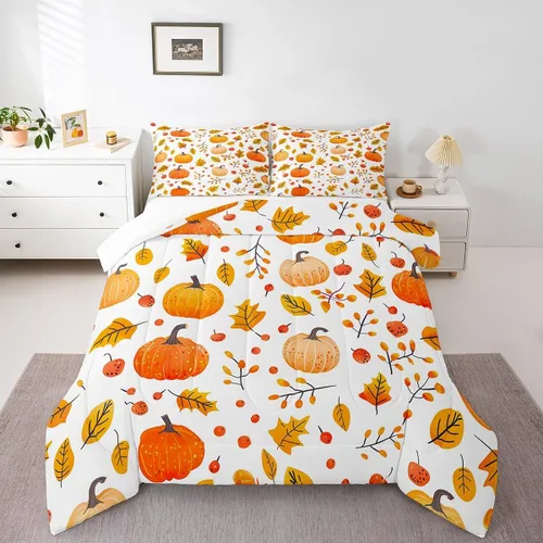 Vista 16 de Erosebridal Juego de edredón divertido de Halloween para niños, juego de ropa de cama de calabaza fantasma, decoración de Halloween para niños