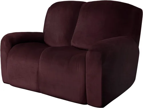 Vista 26 de Easy-Going Sofá biplaza reclinable de terciopelo con funda de consola central, fundas elásticas para sofá reclinable de 8 piezas, funda de sofá