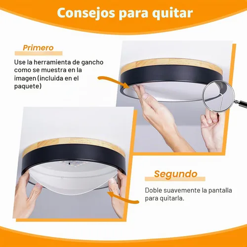 Vista 8 de Yiisem Lámpara de Techo LED de Madera Regulable Empotrada, 5CCT 2700K-6000K Moderna Negra de Montaje al Ras del Techo, Luminarias de Techo Redondas
