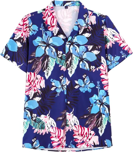 Vista 2 de MRIGNT Men's Hawaiian Shirt Short Sleeves Printed Button Down Summer Beach Shirts