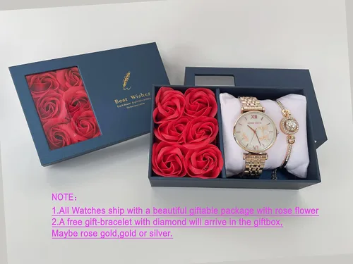 Vista 4 de Hannah Martin - Reloj de libélula para mujer vestido de lujo de cuarzo para mujer caja de embalaje de regalo para mujer