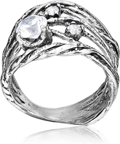 Vista 5 de JEAN RACHEL JEWELRY Anillo de plata de ley 925 con circonita cúbica transparente blanca, hipoalergénico, sin níquel ni plomo, colección de diseñador