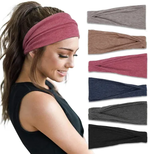 Vista 9 de Huachi Diademas para mujer, diademas elásticas bohemias para el cabello de mujer, antideslizantes, anchas y gruesas, de tela suave, accesorios